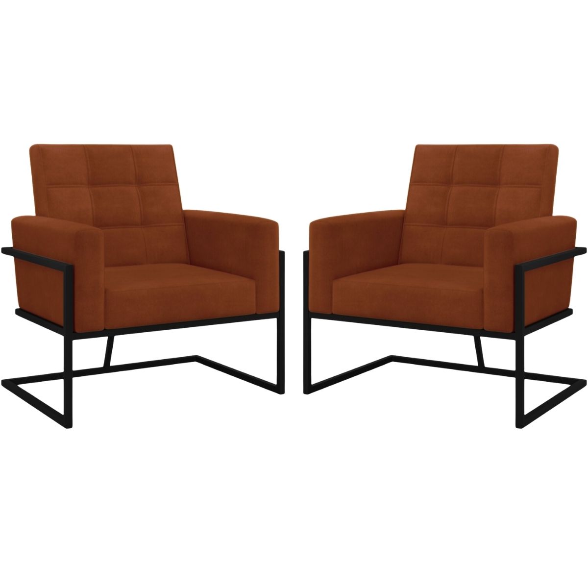 2 Poltronas com Base de Ferro Reforçada para Recepção MOBLAN decor