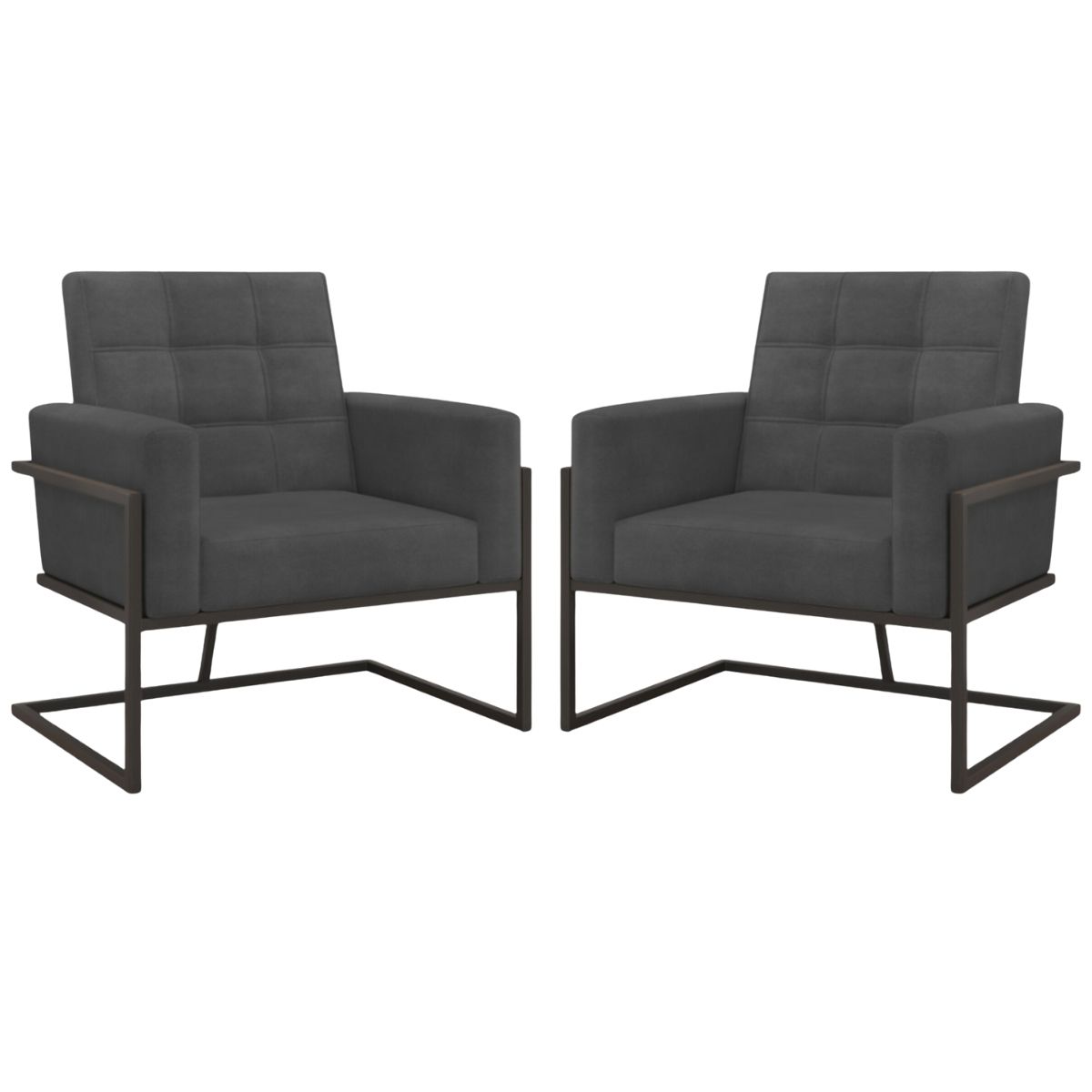 2 Poltronas com Base de Ferro Reforçada para Recepção MOBLAN decor