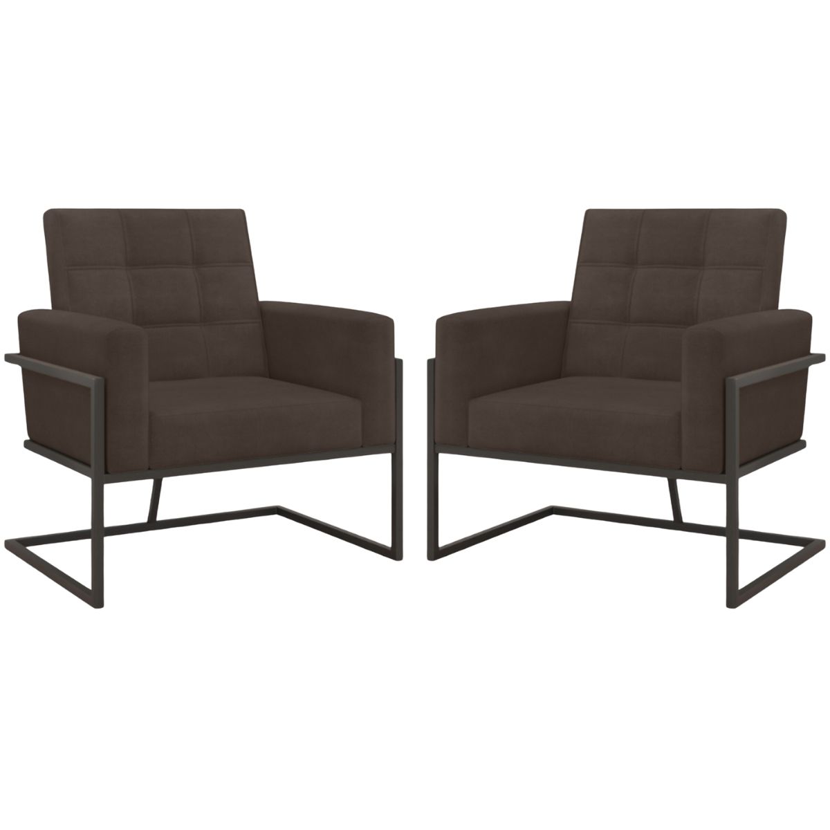 2 Poltronas com Base de Ferro Reforçada para Recepção MOBLAN decor