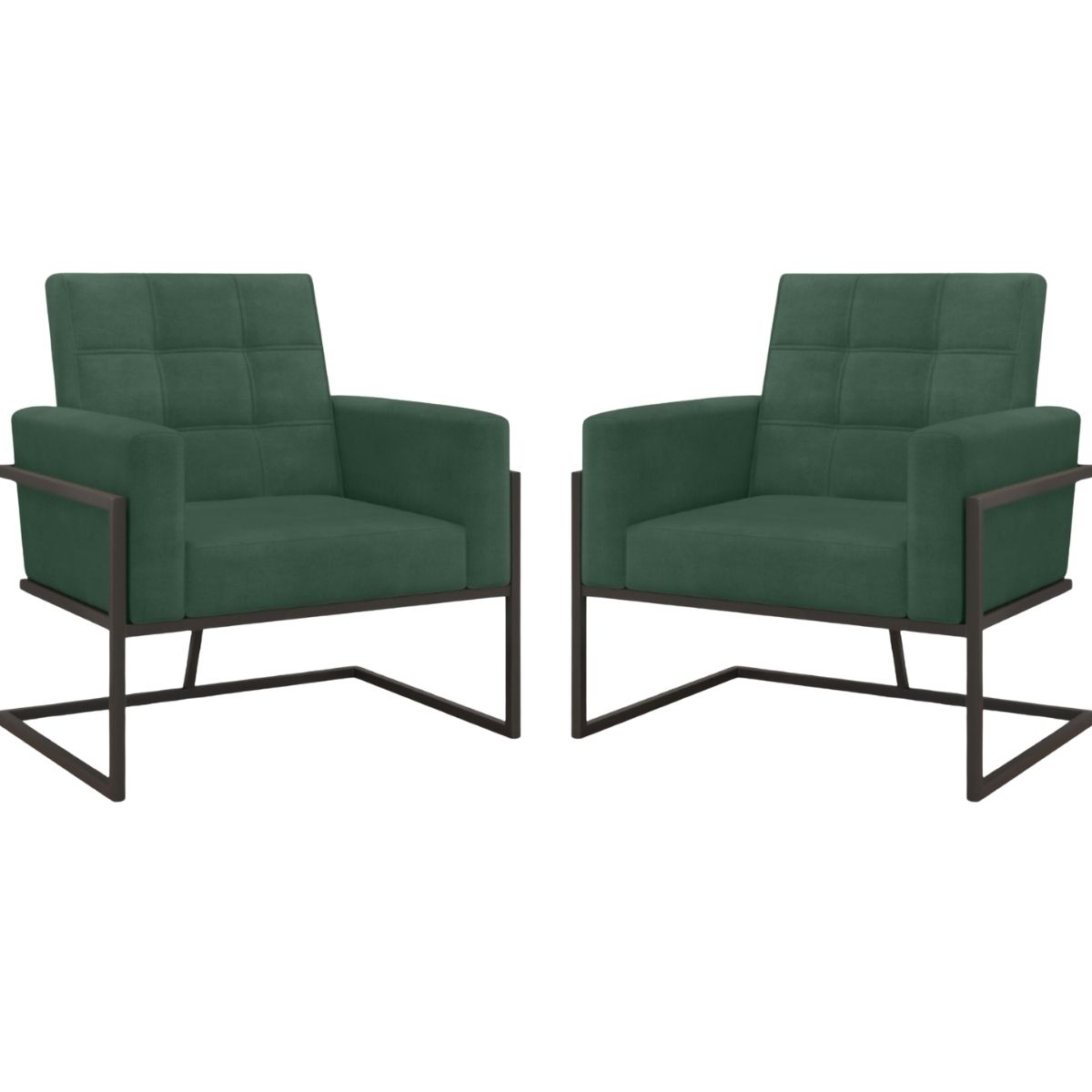 2 Poltronas com Base de Ferro Reforçada para Recepção MOBLAN decor