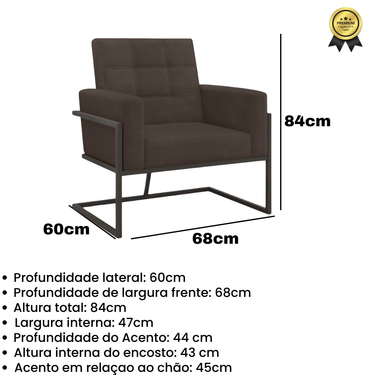 2 Poltronas com Base de Ferro Reforçada para Recepção MOBLAN decor