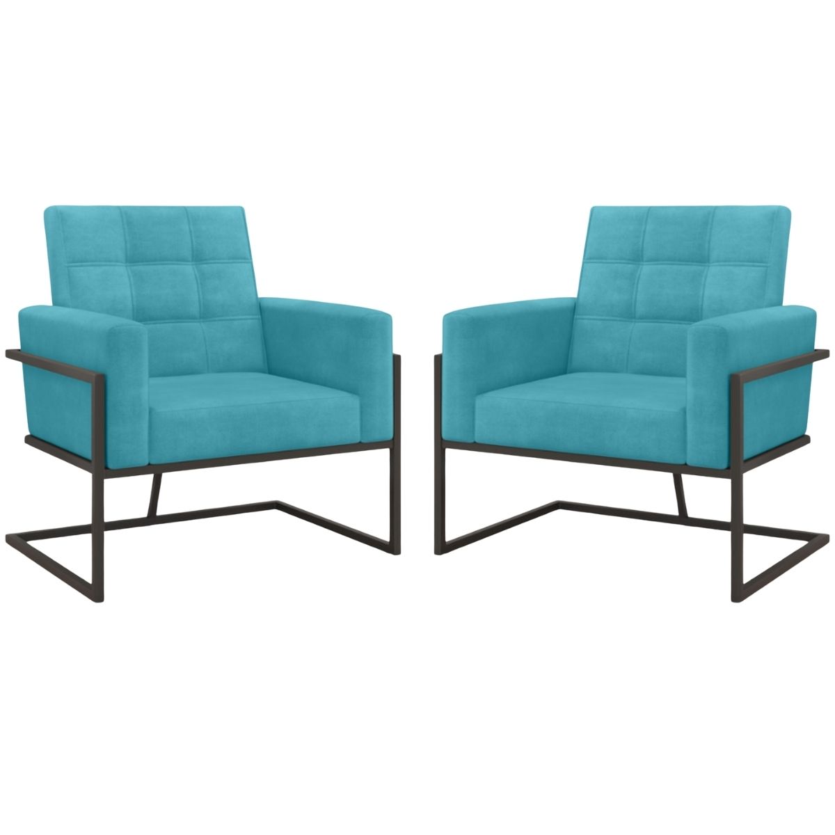 2 Poltronas com Base de Ferro Reforçada para Recepção MOBLAN decor