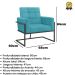 2 Poltronas com Base de Ferro Reforçada para Recepção MOBLAN decor