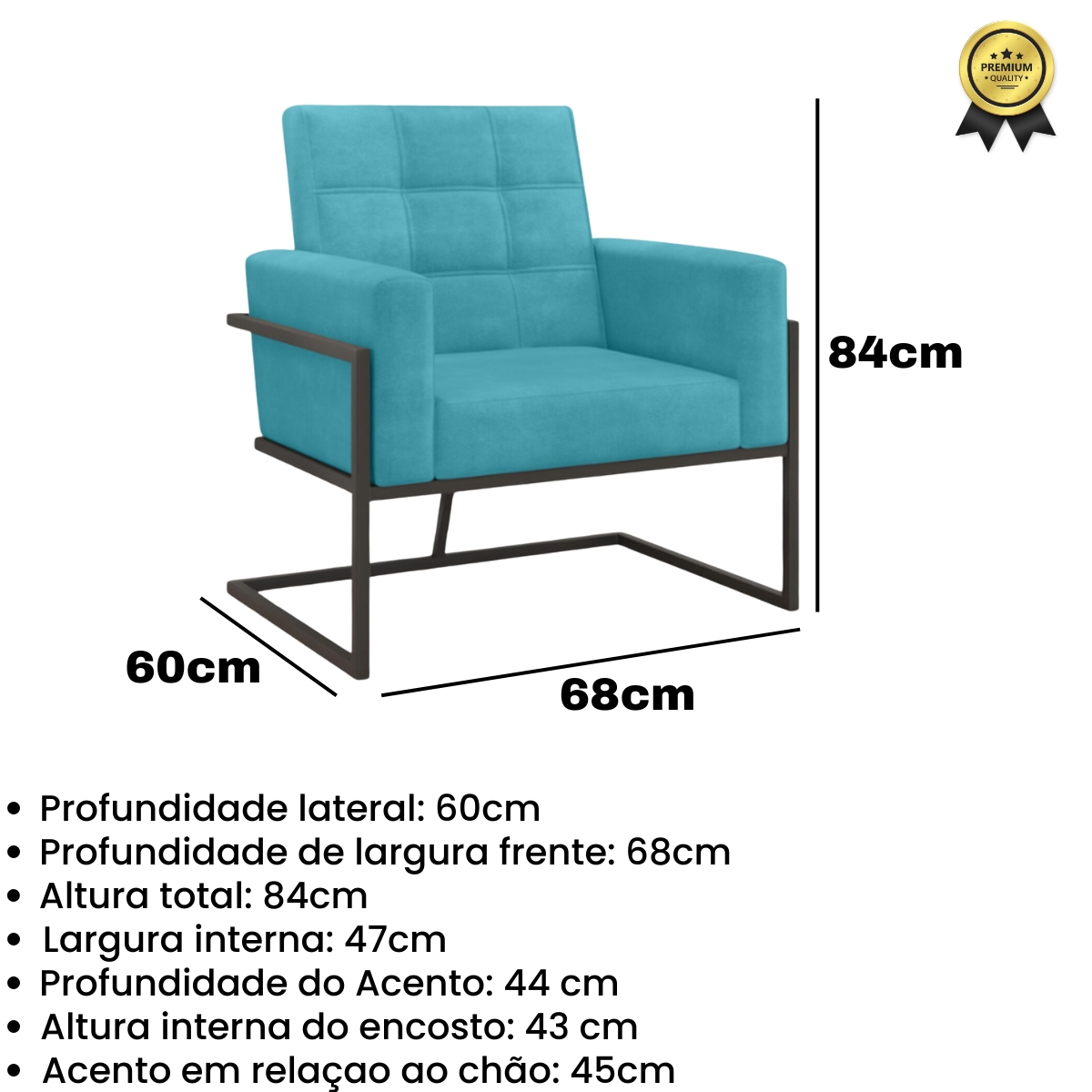 2 Poltronas com Base de Ferro Reforçada para Recepção MOBLAN decor