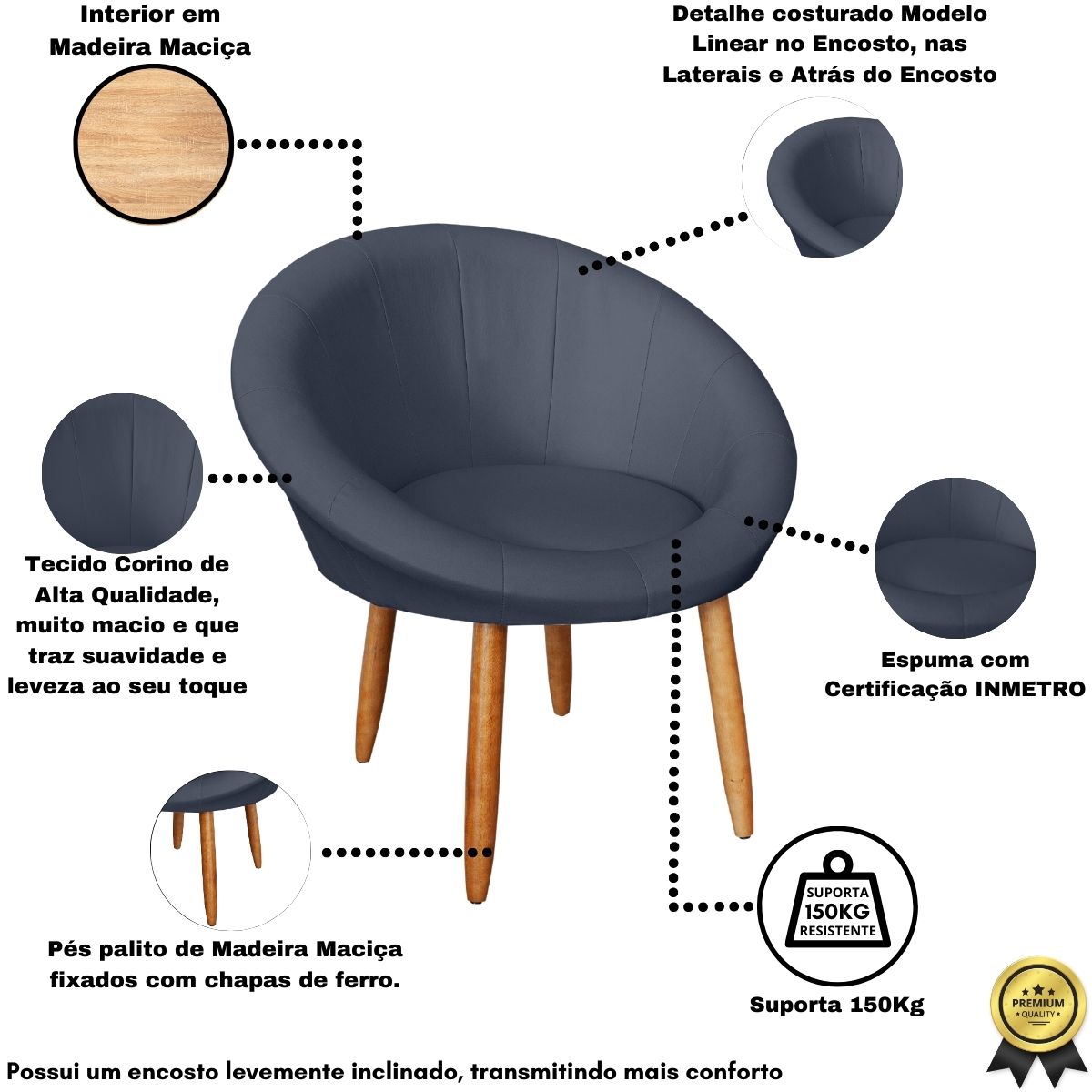 2 Poltronas moderna confortável para Sala de espera Corino Recepção MOBLAN decor