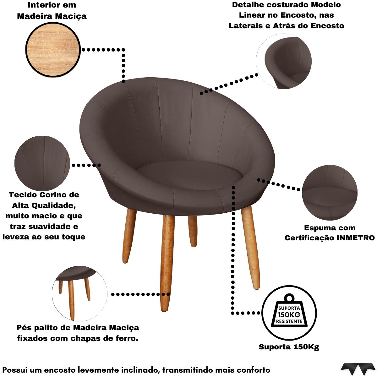 2 Poltronas moderna confortável para Sala de espera Corino Recepção MOBLAN decor