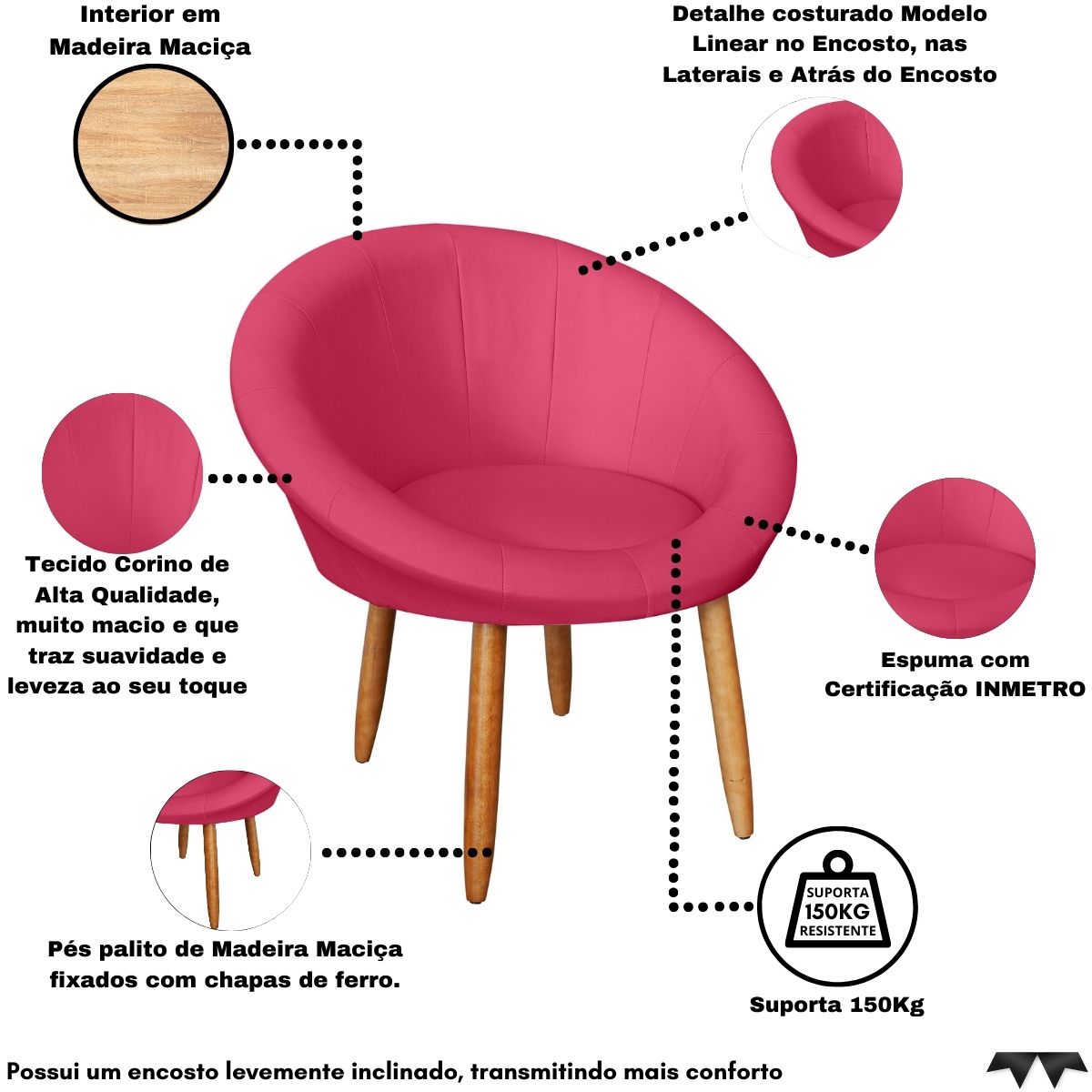 2 Poltronas moderna confortável para Sala de espera Corino Recepção MOBLAN decor