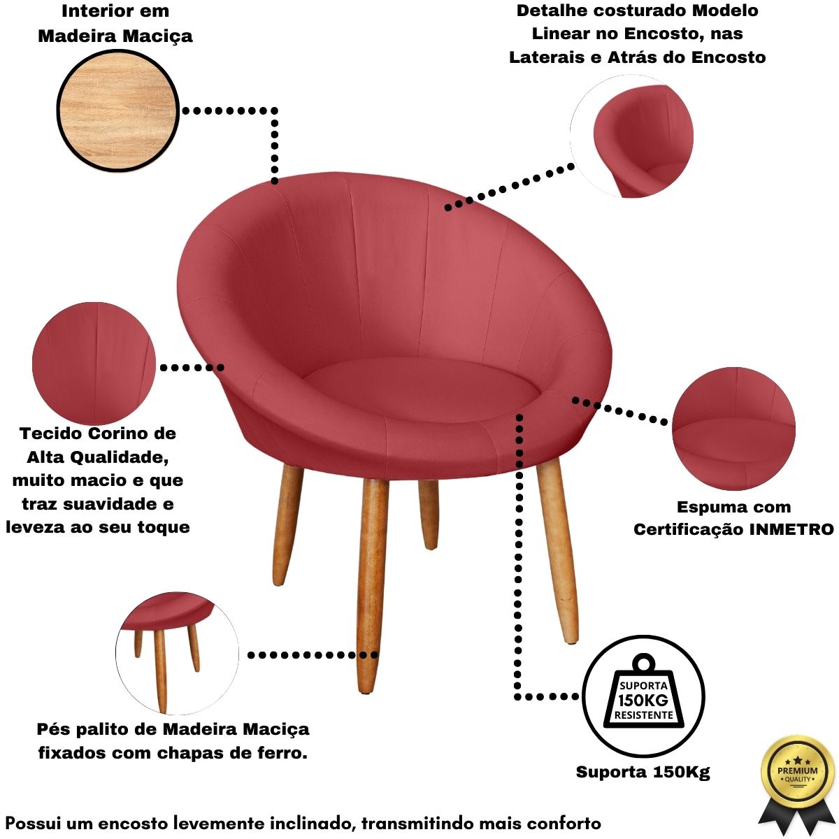 2 Poltronas moderna confortável para Sala de espera Corino Recepção MOBLAN decor