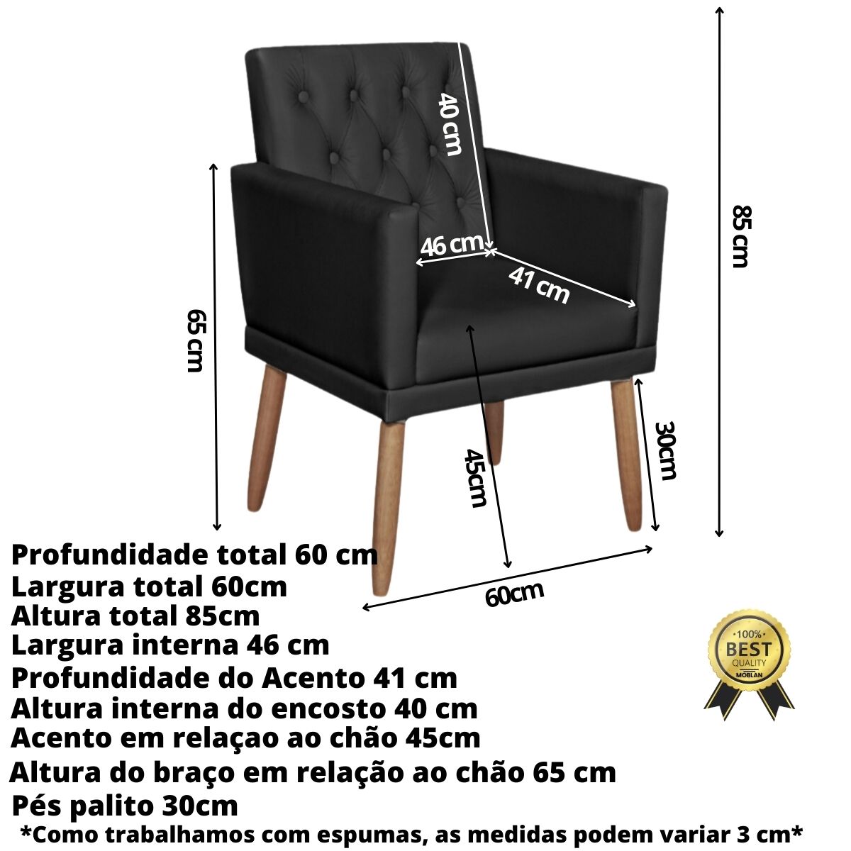 2 Poltronas para Clínica Resistente Recepção Corino Sala de Estar MOBLAN decor