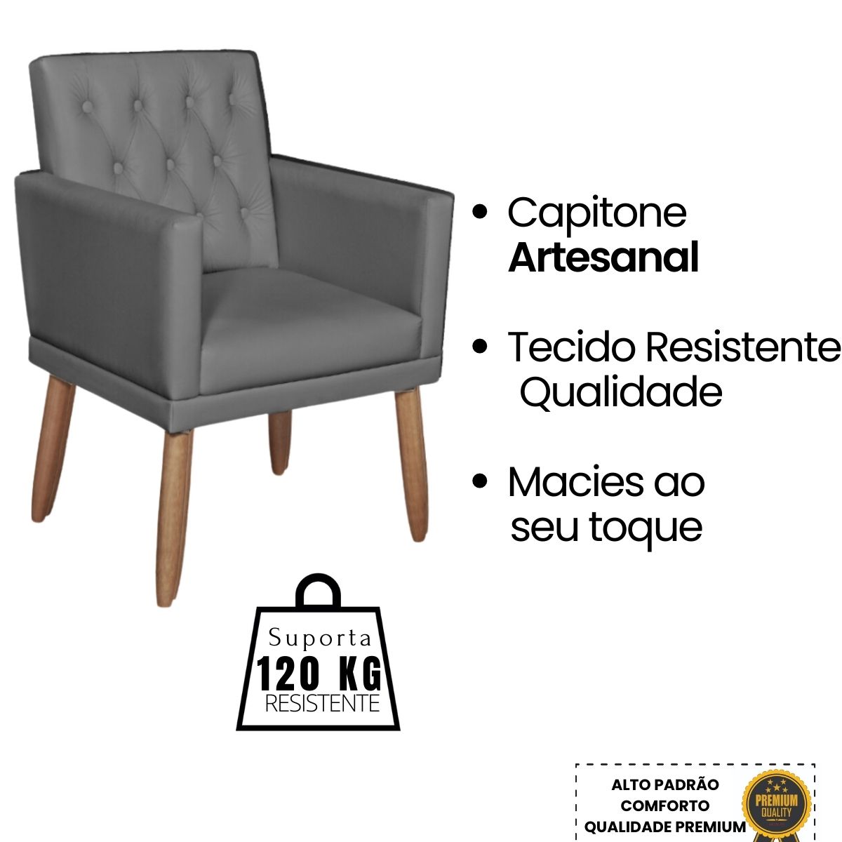 2 Poltronas para Clínica Resistente Recepção Corino Sala de Estar MOBLAN decor