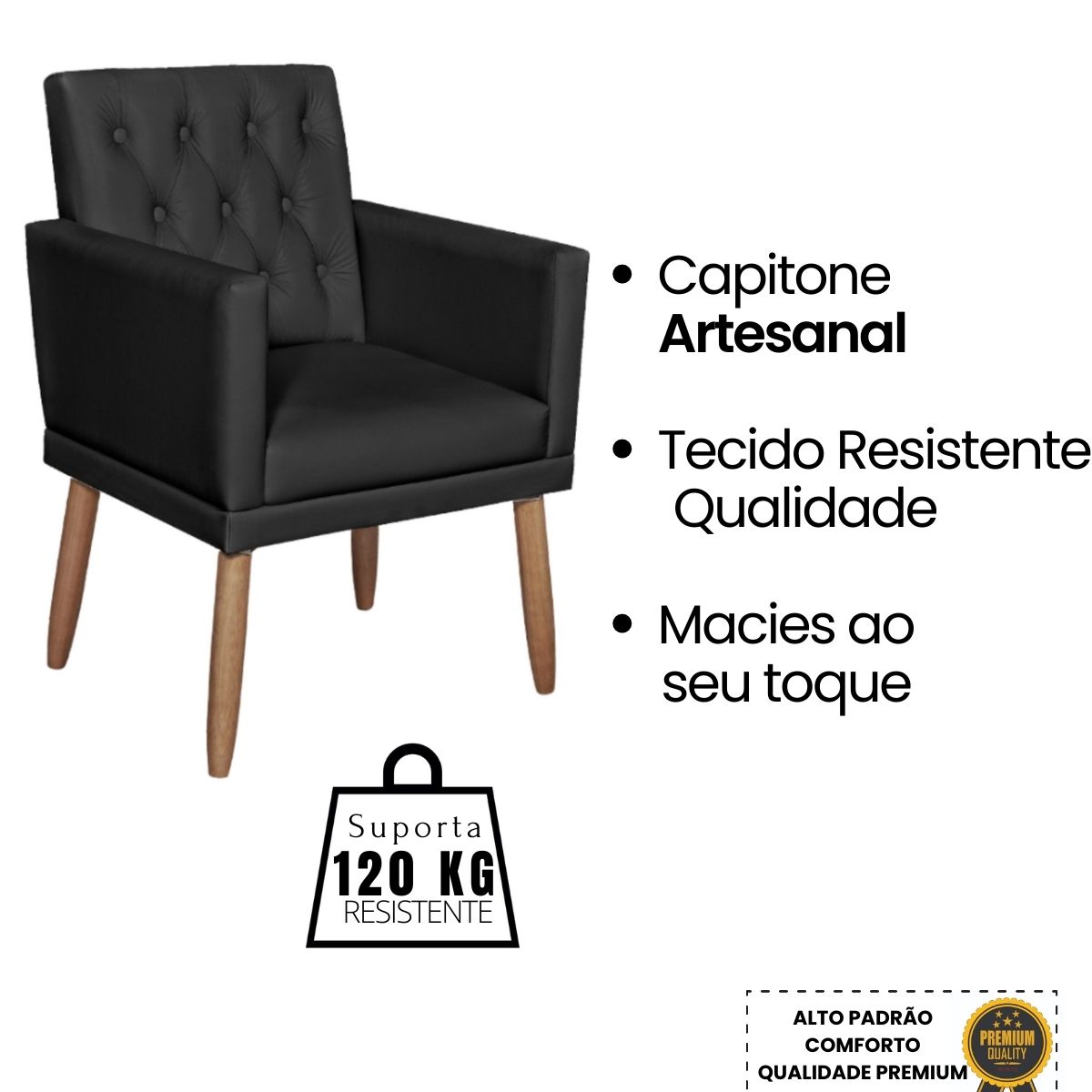 2 Poltronas para Clínica Resistente Recepção Corino Sala de Estar MOBLAN decor
