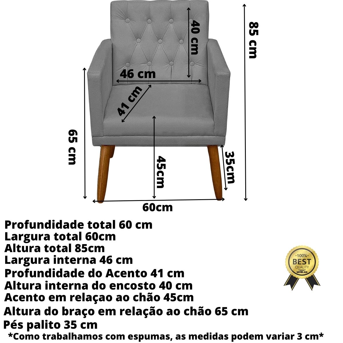 2 Poltronas para Clínica Resistente Recepção Sala de Estar MOBLAN decor