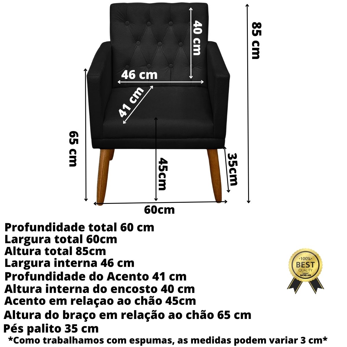 2 Poltronas para Clínica Resistente Recepção Sala de Estar MOBLAN decor