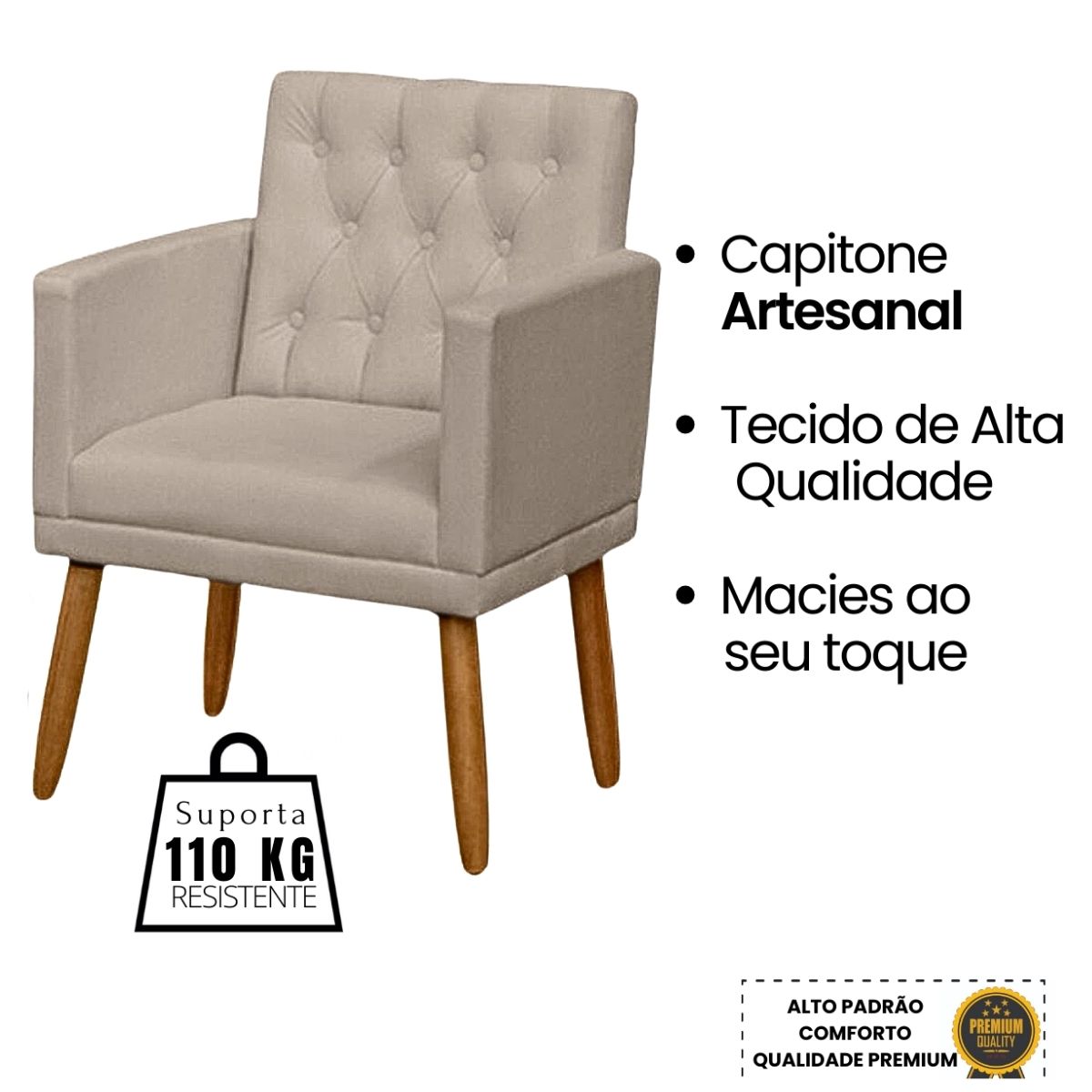 2 Poltronas para Clínica Resistente Recepção Sala de Estar MOBLAN decor