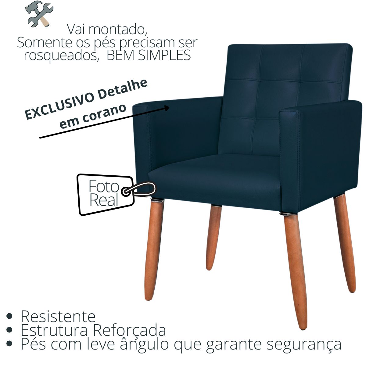 Cadeira Poltrona Conforto Corino Para Escritório Sala Luxo MOBLAN decor