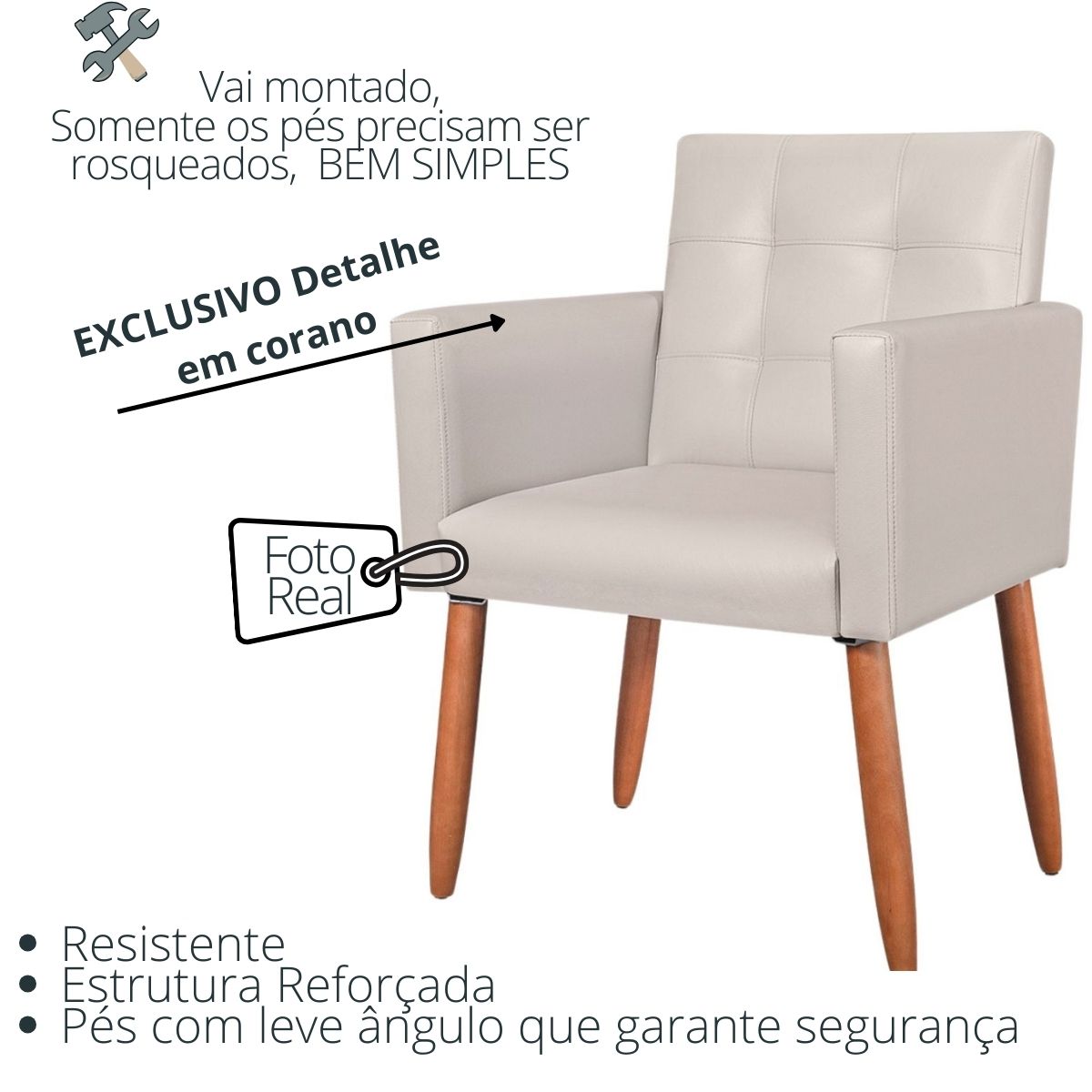 Cadeira Poltrona Conforto Corino Para Escritório Sala Luxo MOBLAN decor