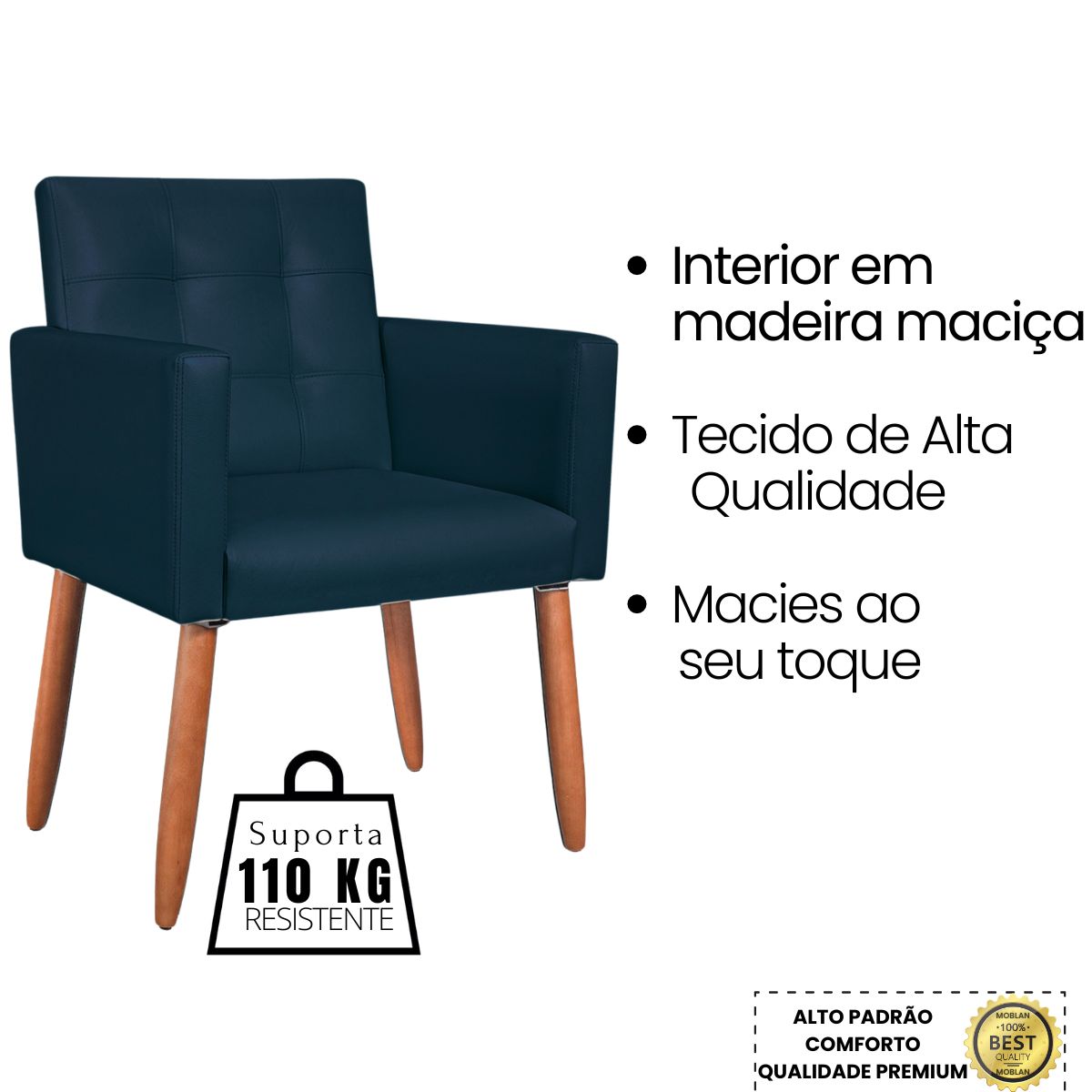 Cadeira Poltrona Conforto Corino Para Escritório Sala Luxo MOBLAN decor