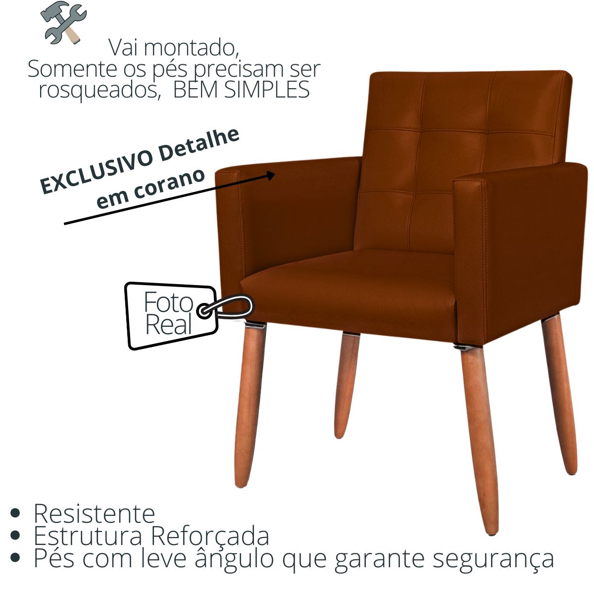 Cadeira Poltrona Conforto Corino Para Escritório Sala Luxo MOBLAN decor