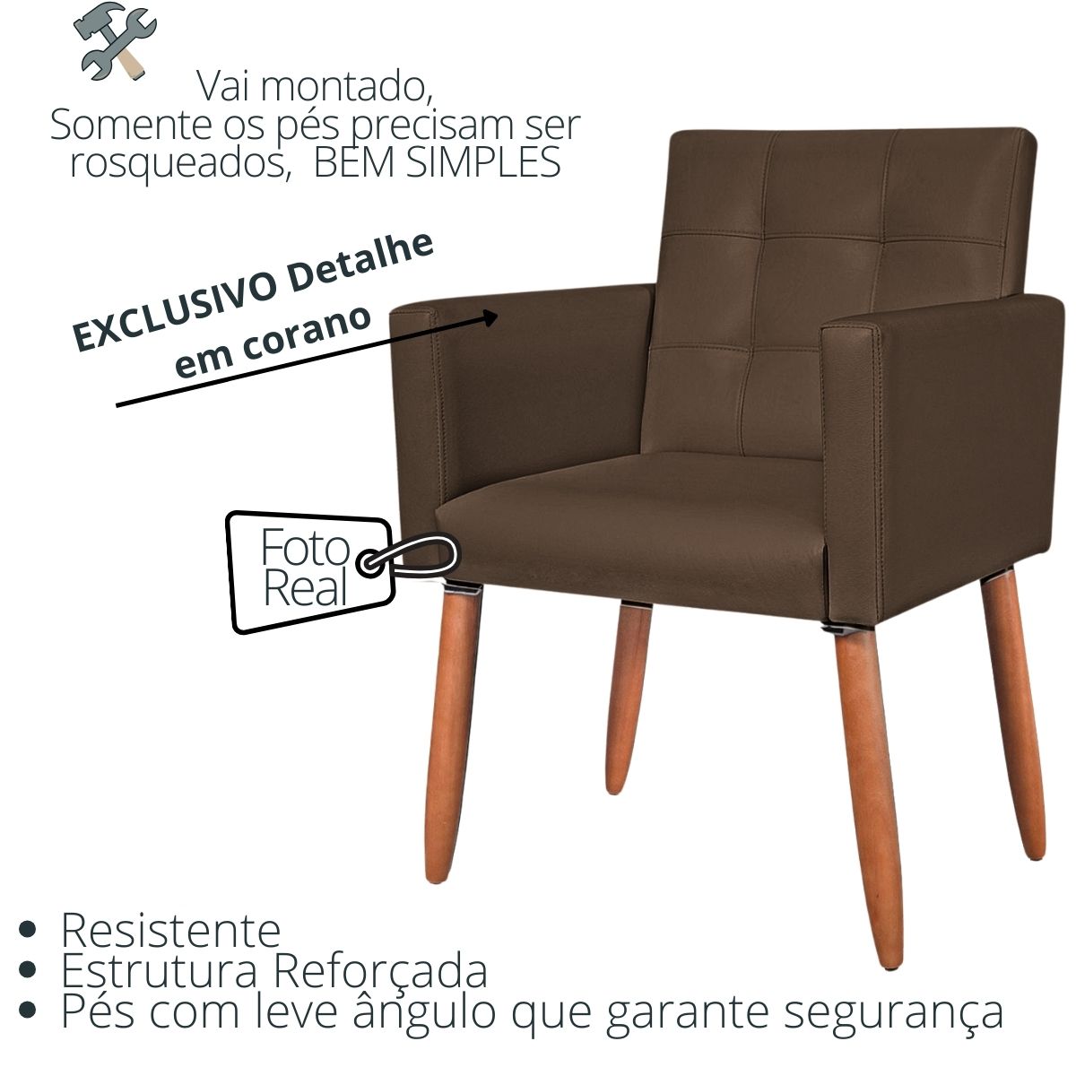 Cadeira Poltrona Conforto Corino Para Escritório Sala Luxo MOBLAN decor