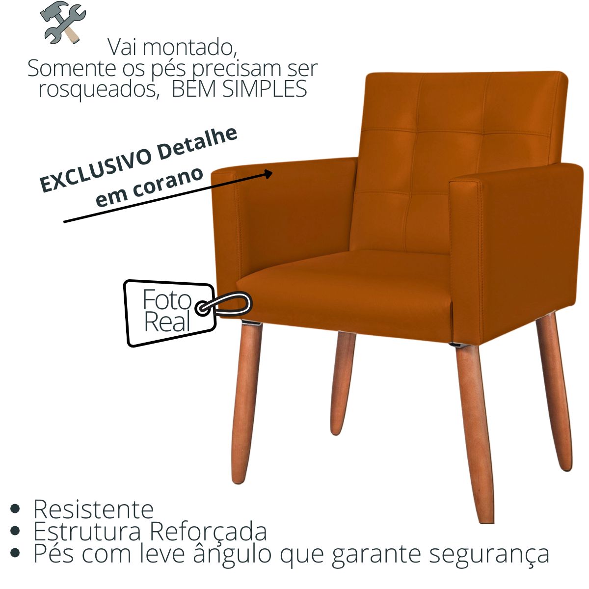 Cadeira Poltrona Conforto Corino Para Escritório Sala Luxo MOBLAN decor