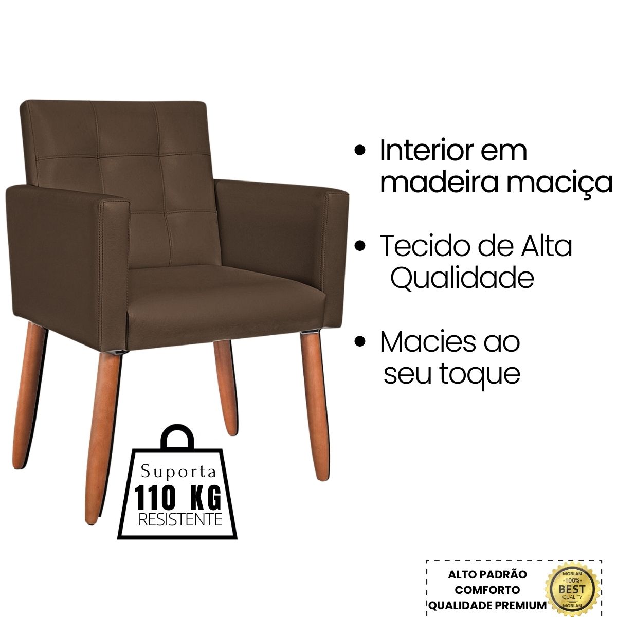 Cadeira Poltrona Conforto Corino Para Escritório Sala Luxo MOBLAN decor