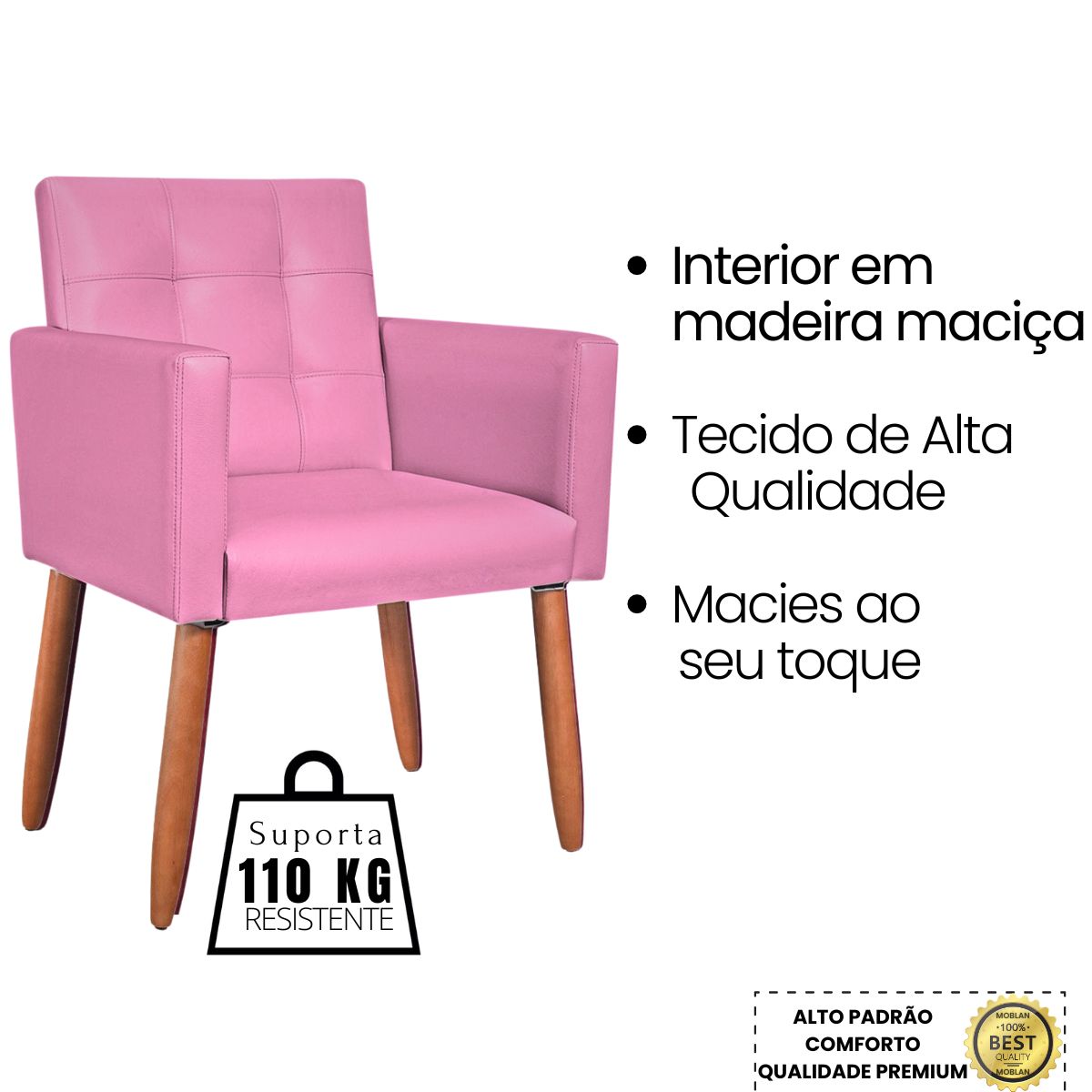 Cadeira Poltrona Conforto Corino Para Escritório Sala Luxo MOBLAN decor
