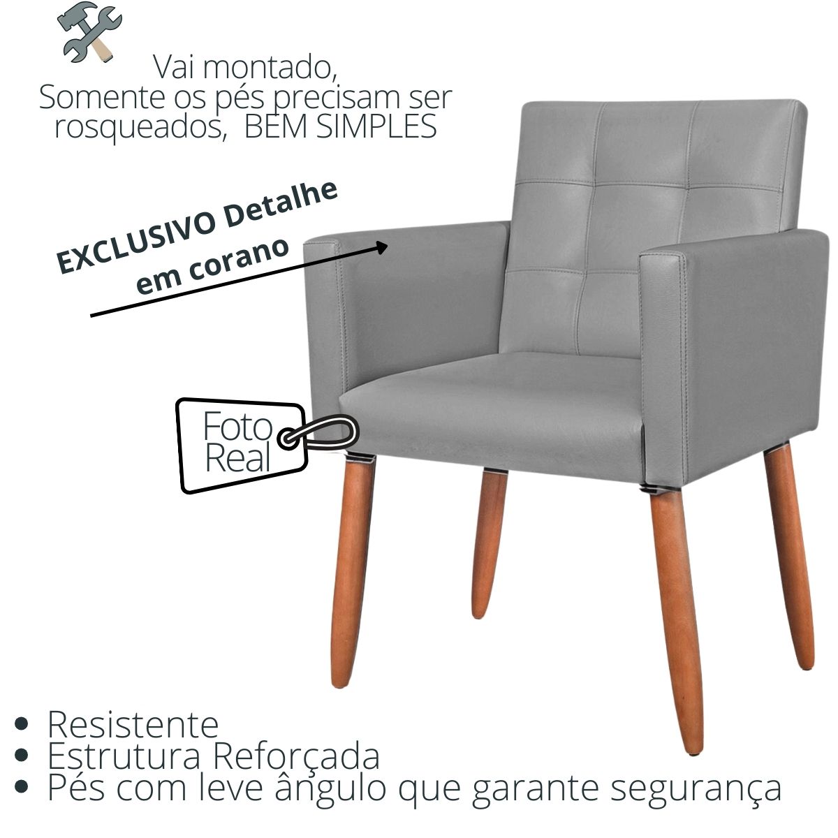 Cadeira Poltrona Conforto Corino Para Escritório Sala Luxo MOBLAN decor