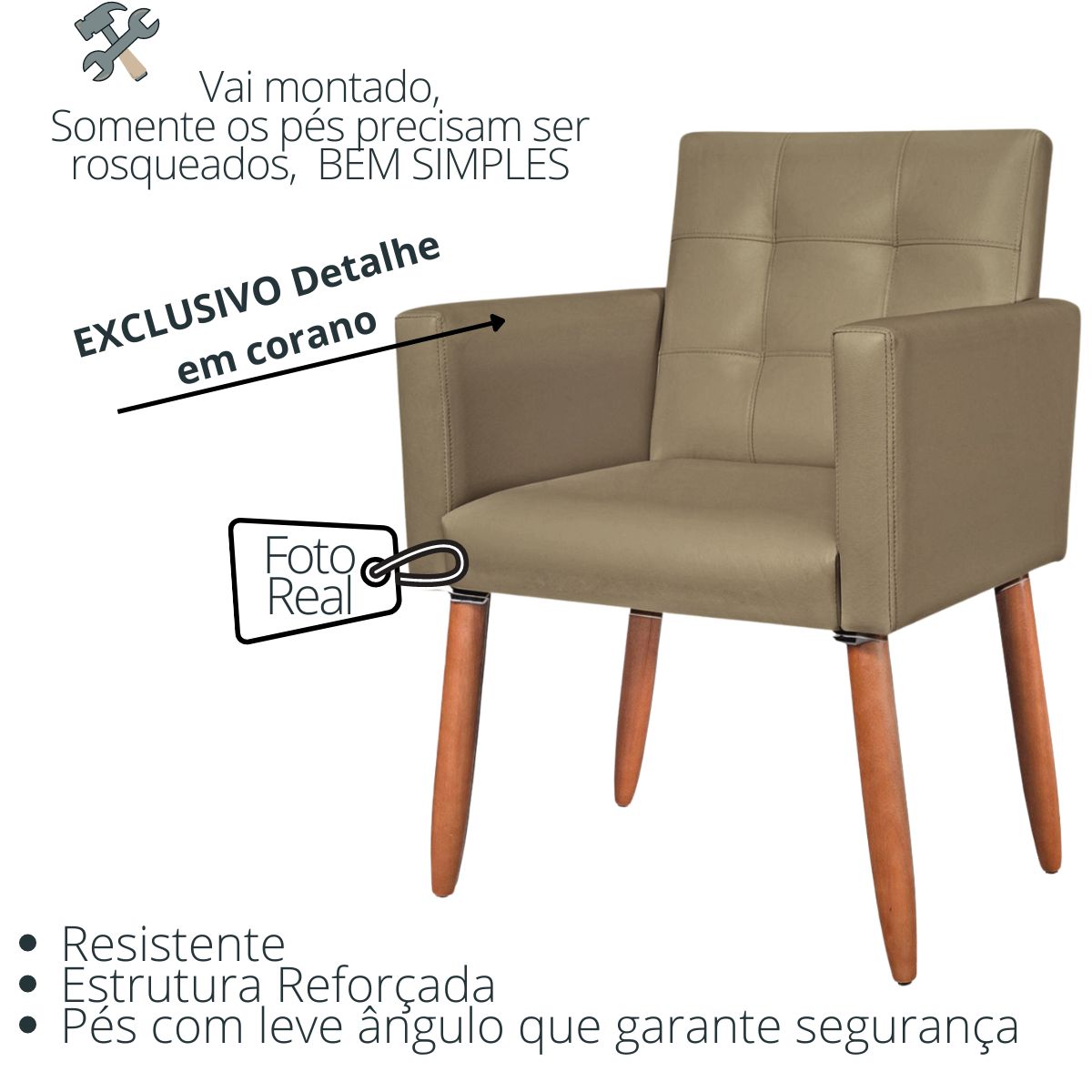 Cadeira Poltrona Conforto Corino Para Escritório Sala Luxo MOBLAN decor