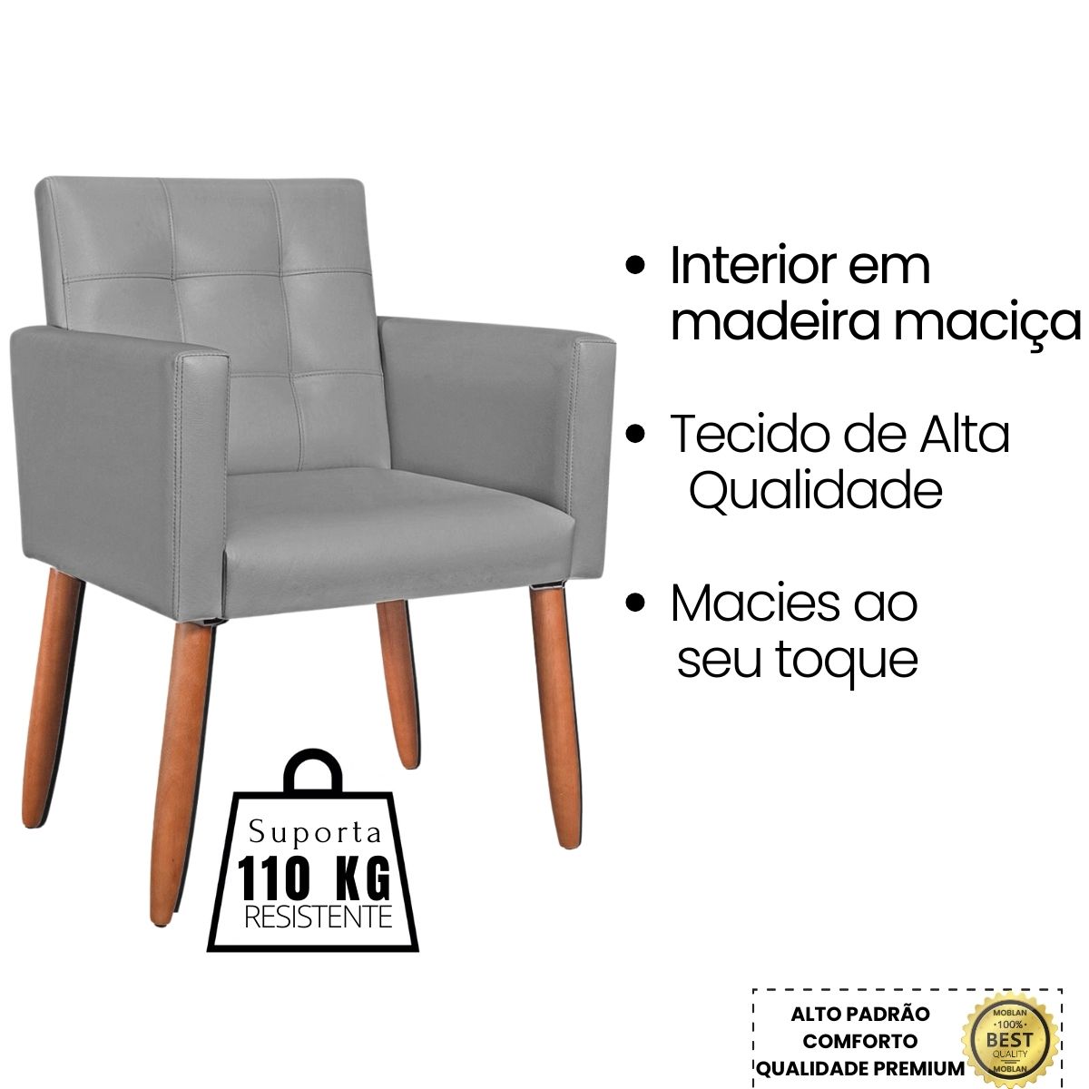 Cadeira Poltrona Conforto Corino Para Escritório Sala Luxo MOBLAN decor