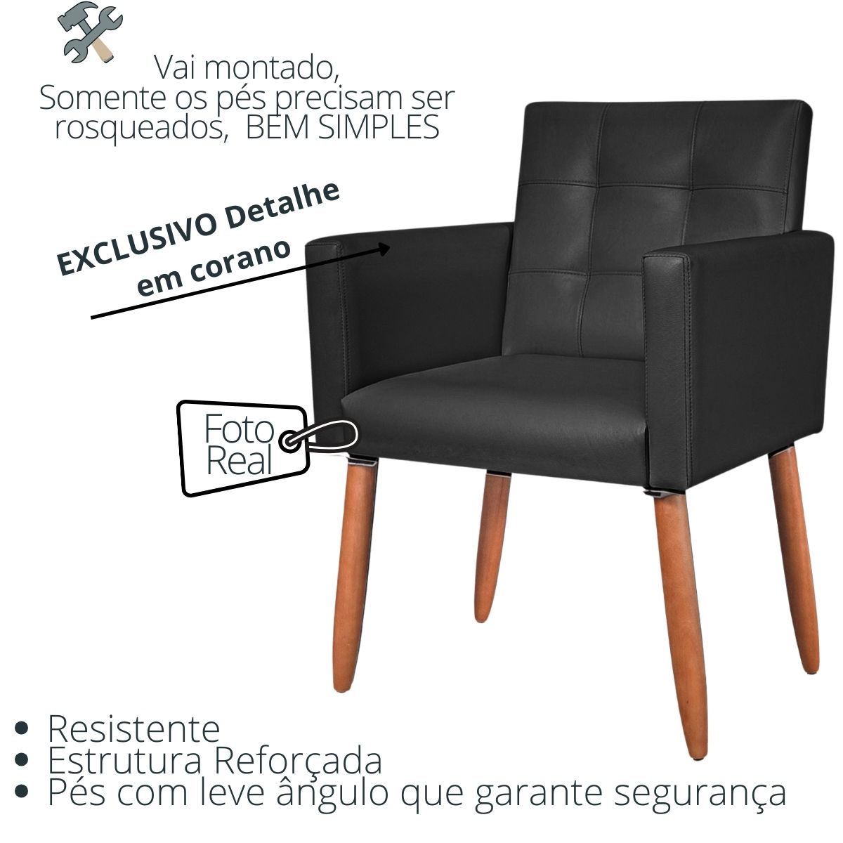 Cadeira Poltrona Conforto Corino Para Escritório Sala Luxo MOBLAN decor