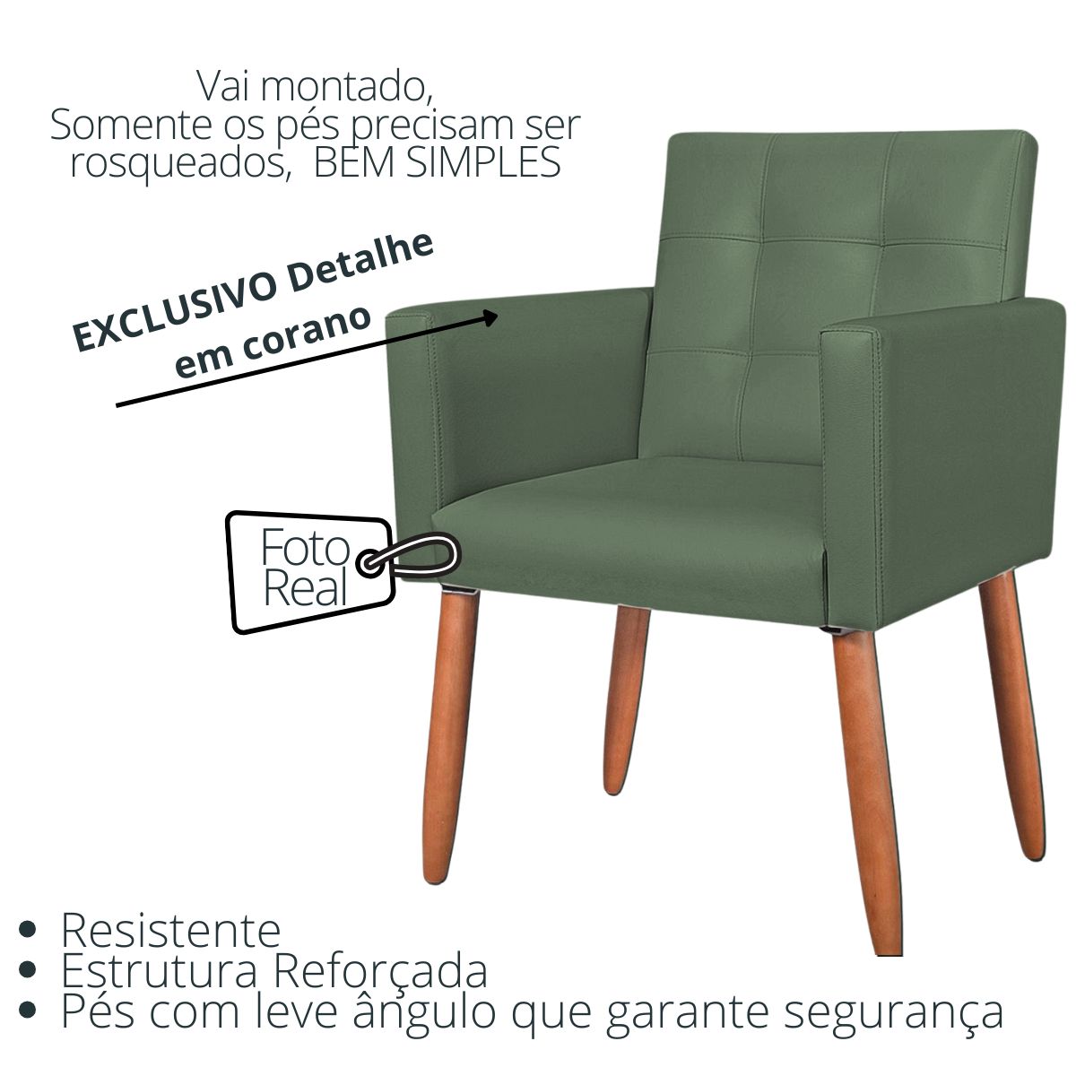 Cadeira Poltrona Conforto Corino Para Escritório Sala Luxo MOBLAN decor