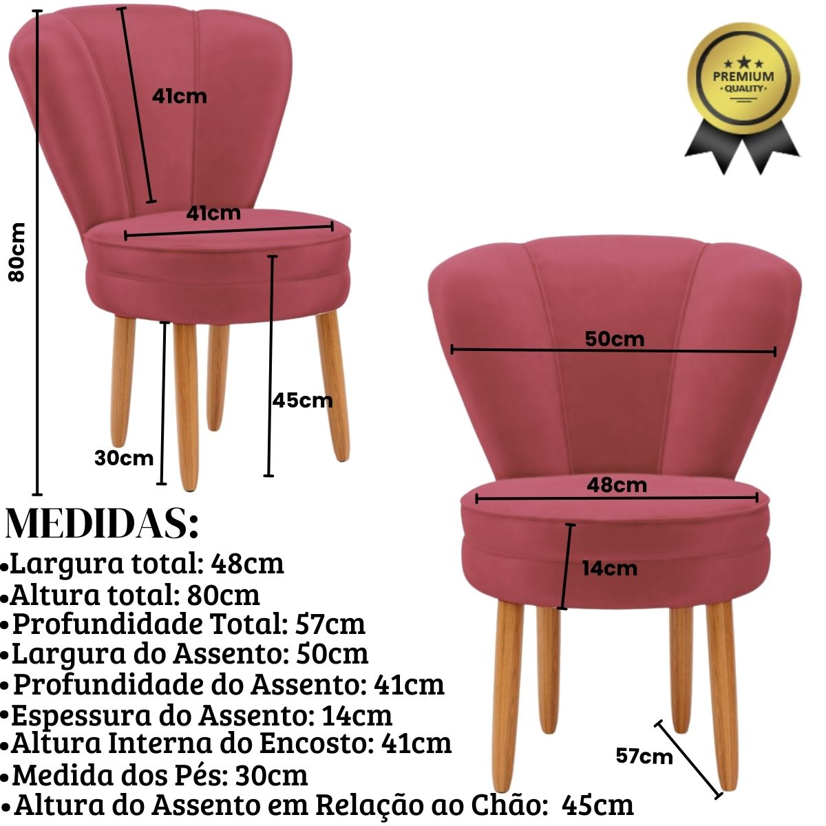 Conjunto 2 Poltronas para Cozinha Confortável Pés de Madeira MOBLAN decor
