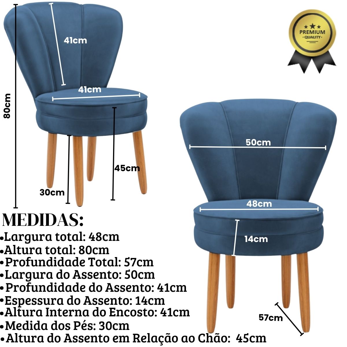 Conjunto 2 Poltronas para Cozinha Confortável Pés de Madeira MOBLAN decor