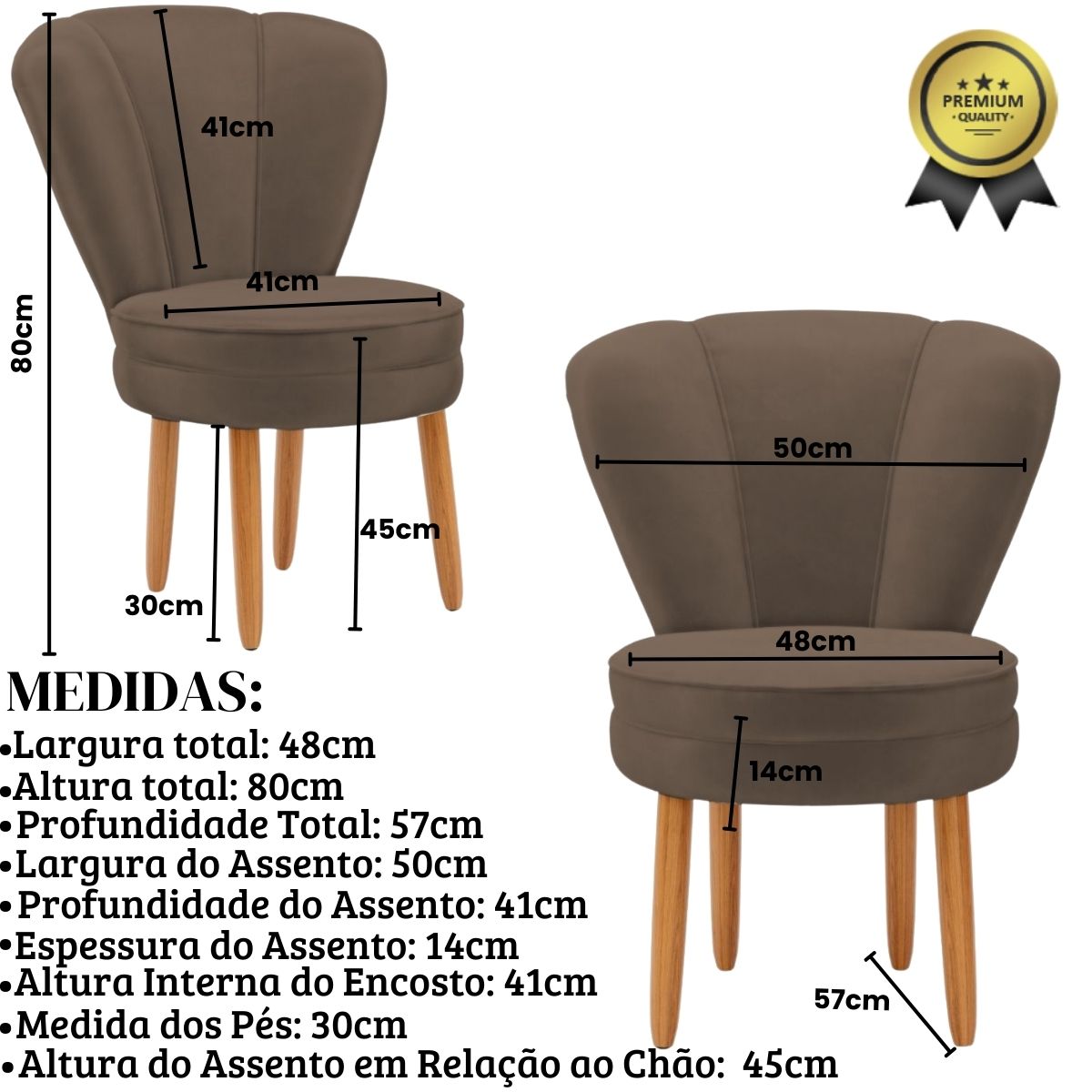 Conjunto 2 Poltronas para Cozinha Confortável Pés de Madeira MOBLAN decor