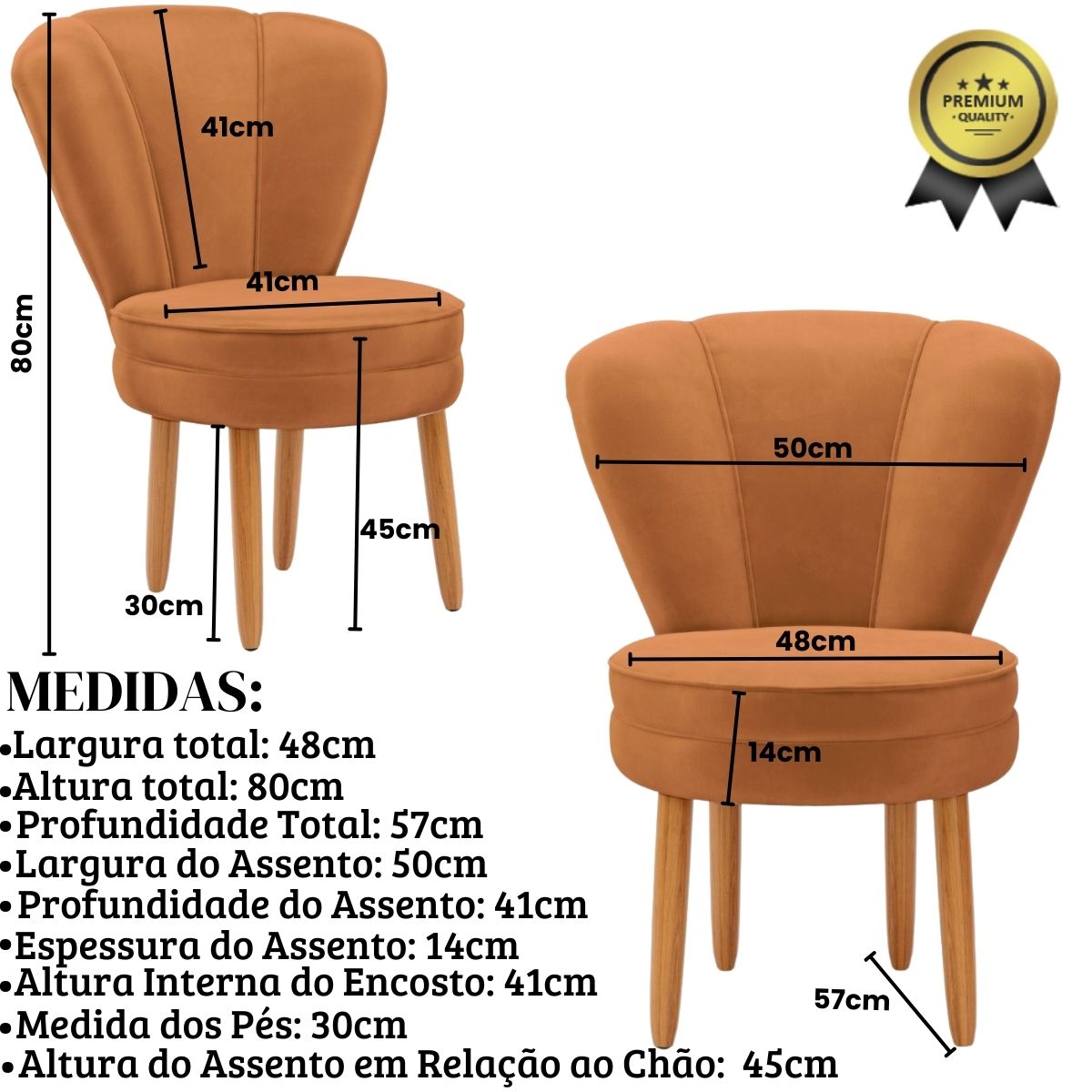 Conjunto 2 Poltronas para Cozinha Confortável Pés de Madeira MOBLAN decor