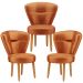 Conjunto 3 Poltronas Estofadas para Sala de Jantar Cozinha Recepção Pés de Madeira Tecido Veludo