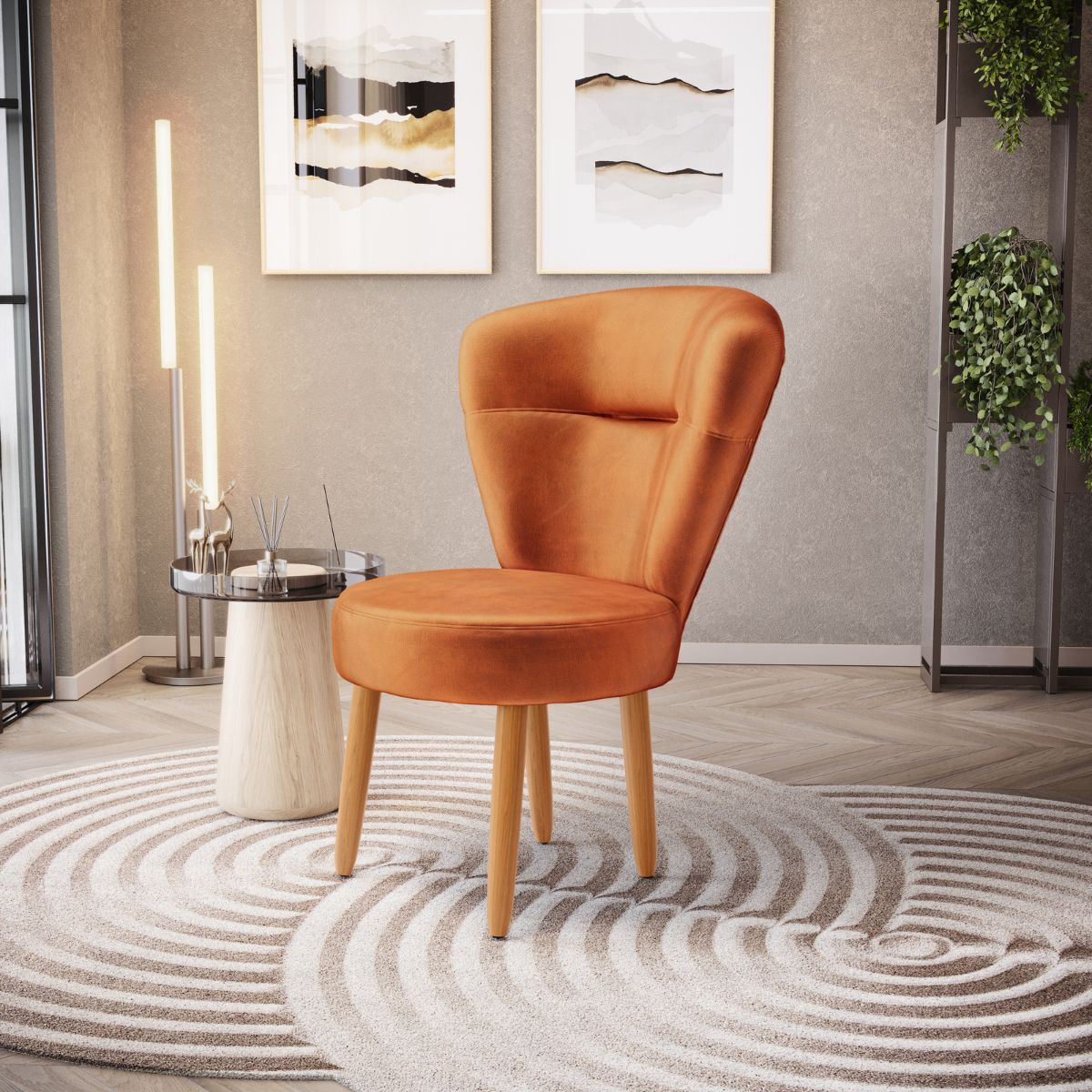 Conjunto 3 Poltronas Estofadas para Sala de Jantar Cozinha Recepção Pés de Madeira Tecido Veludo