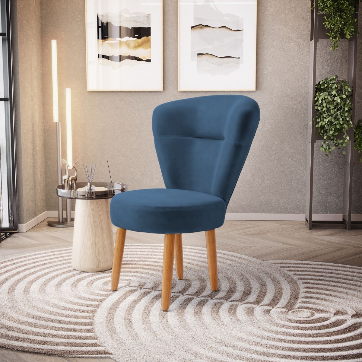 Conjunto 3 Poltronas Estofadas para Sala de Jantar Cozinha Recepção Pés de Madeira Tecido Veludo