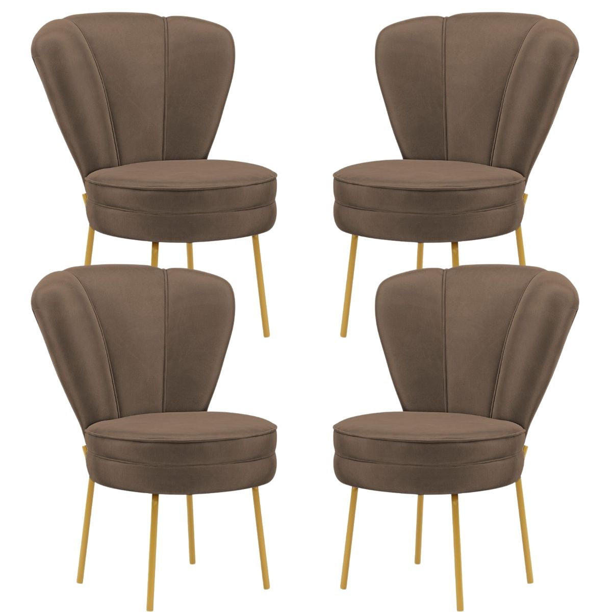Conjunto 4 Cadeiras Moderna para Penteadeira Camarim Tecido Veludo Resistente MOBLAN decor
