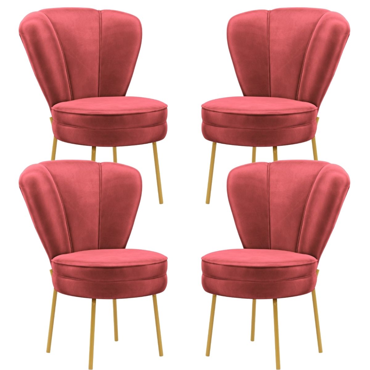 Conjunto 4 Cadeiras Moderna para Penteadeira Camarim Tecido Veludo Resistente MOBLAN decor