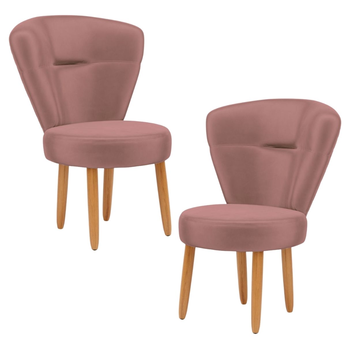 Jogo 2 Poltronas Moderna Decor para Recepção Mesa de Jantar Tecido Veludo Resistente Pés de Madeira MOBLAN decor