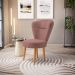 Jogo 2 Poltronas Moderna Decor para Recepção Mesa de Jantar Tecido Veludo Resistente Pés de Madeira MOBLAN decor