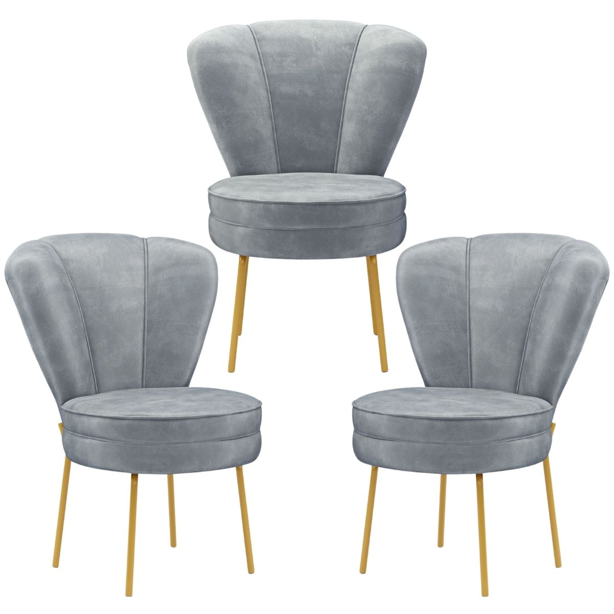 Jogo 3 Cadeiras Estofada para Mesa de Jantar Cozinha Pés de Ferro Resistente MOBLAN decor