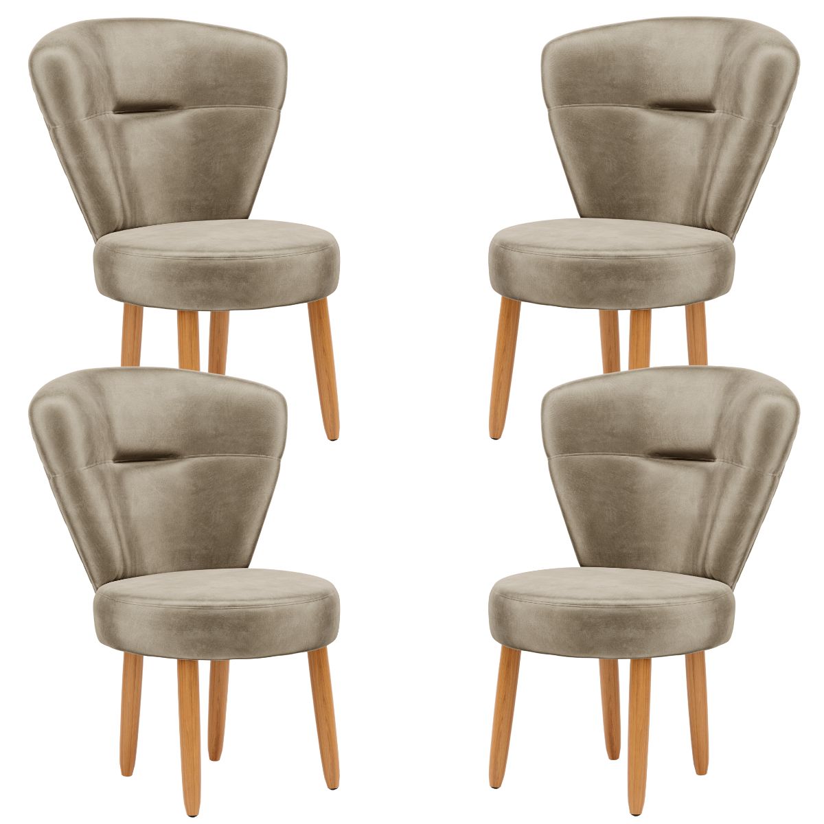 Jogo 4 Cadeiras para Camarim Maquiagem Mesa de Jantar Tecido Veludo Ergonômica Pés de Madeira