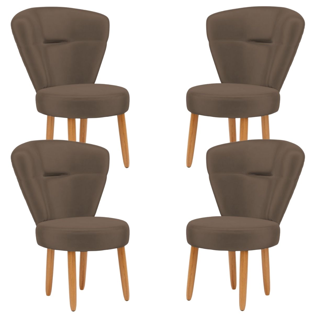 Jogo 4 Cadeiras para Camarim Maquiagem Mesa de Jantar Tecido Veludo Ergonômica Pés de Madeira