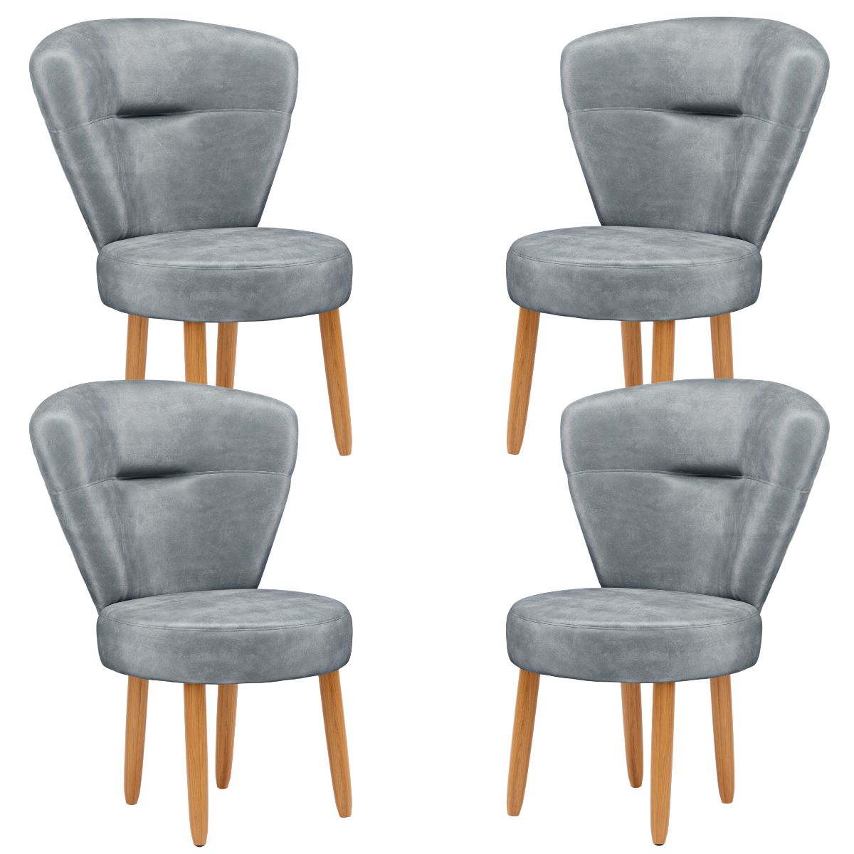 Jogo 4 Cadeiras para Camarim Maquiagem Mesa de Jantar Tecido Veludo Ergonômica Pés de Madeira
