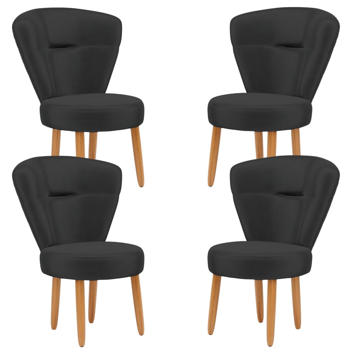 Jogo 4 Cadeiras para Camarim Maquiagem Mesa de Jantar Tecido Veludo Ergonômica Pés de Madeira