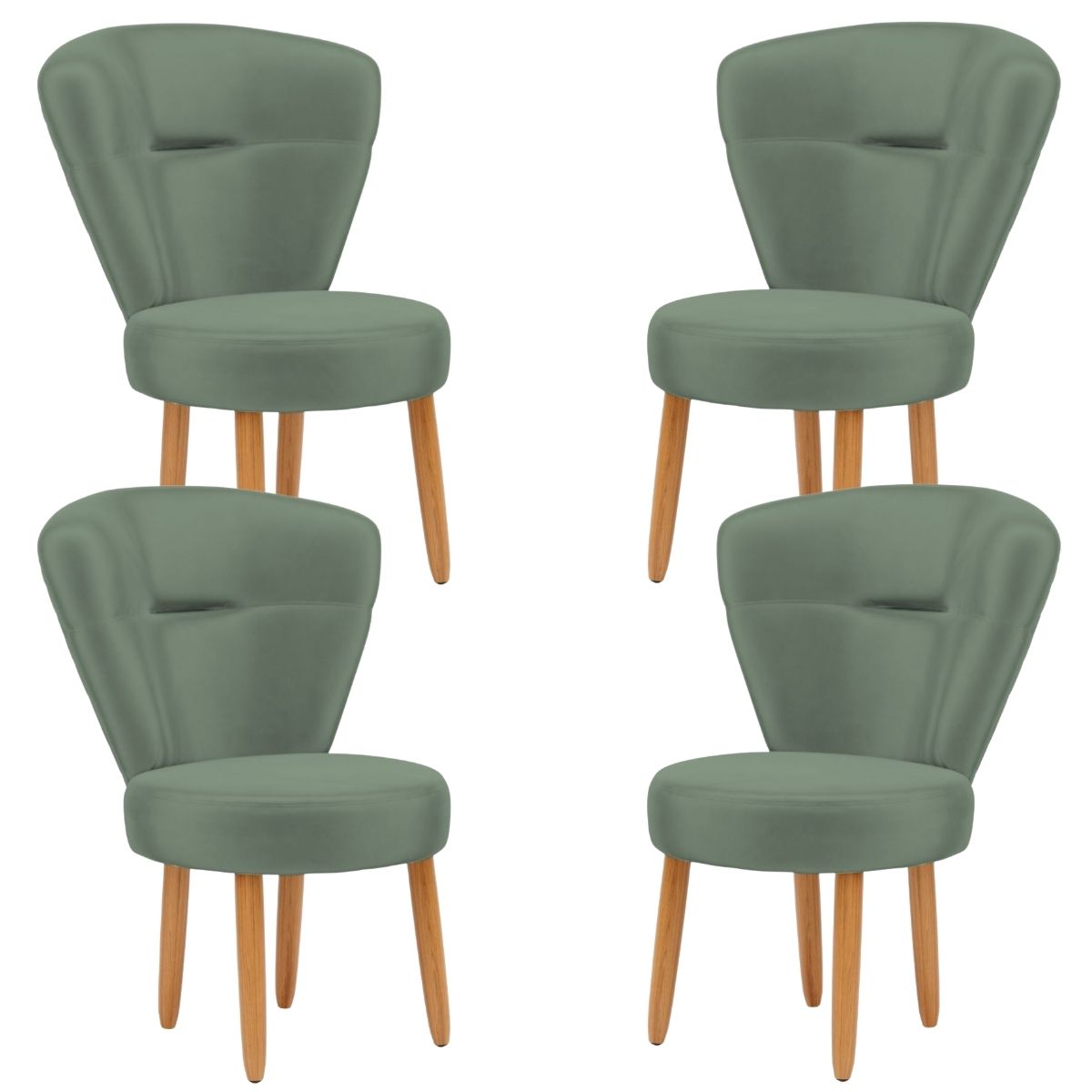 Jogo 4 Cadeiras para Camarim Maquiagem Mesa de Jantar Tecido Veludo Ergonômica Pés de Madeira