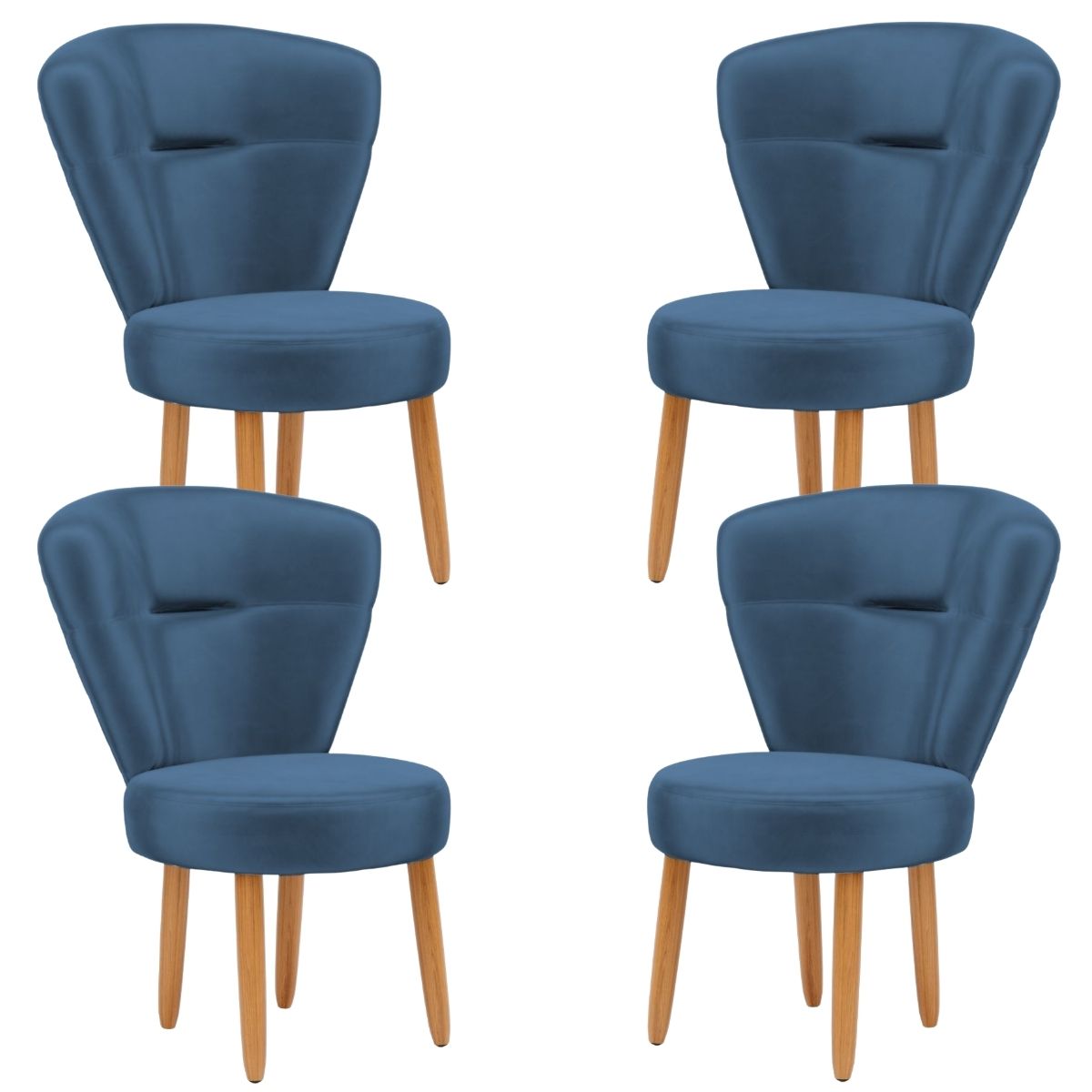Jogo 4 Cadeiras para Camarim Maquiagem Mesa de Jantar Tecido Veludo Ergonômica Pés de Madeira