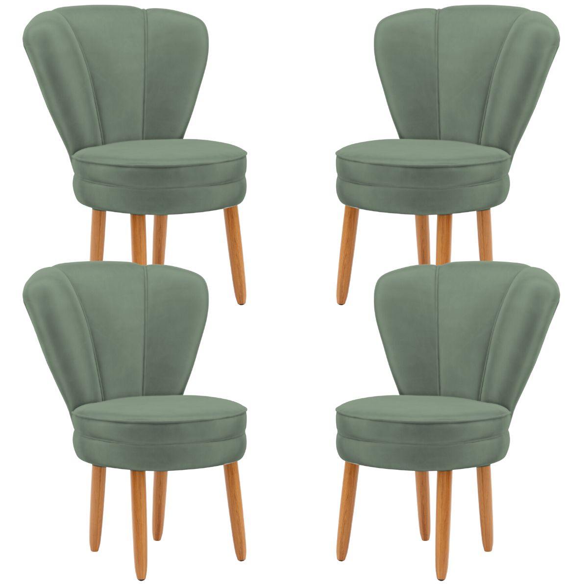 Jogo 4 Poltronas Resistente para Recepção Decor Moderna Tecido Veludo MOBLAN decor